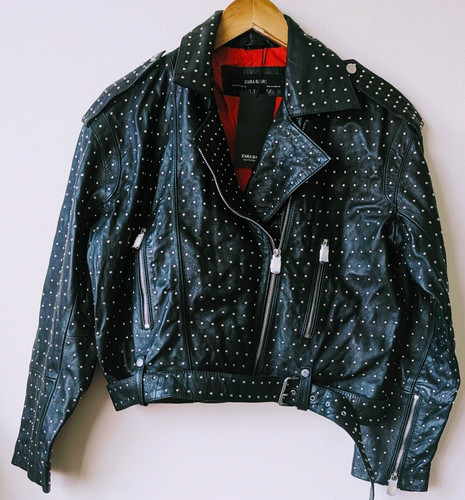 Zara studded leather biker - zara,
