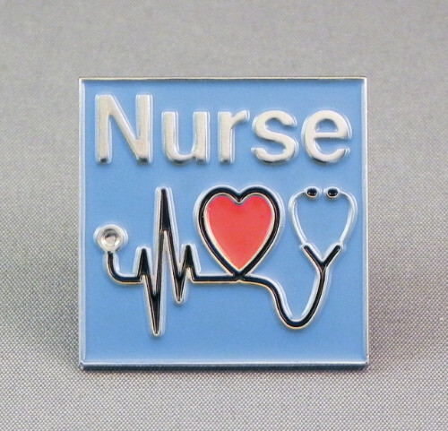 Blue nurse enamel pin - pin, badge