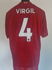 Liverpool Home Premier League Number 4 Shirt Signed Virgil Van Dijk