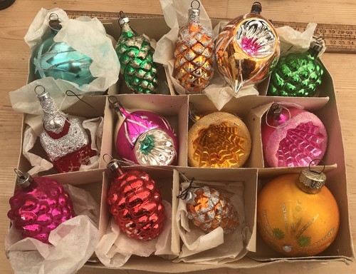 Vintage christmas baubles - christmas,