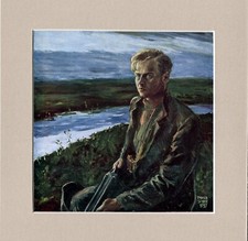 Peter Scott ~ Portrait of Peter Scott  Wildfowler ~ Original Print 1944