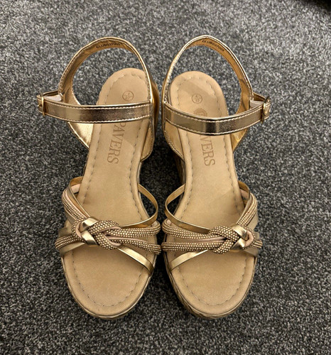 Pavers gold strappy wedge - pavers,
