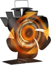 Wood Stove Fan Heat Powered 4 Blades Ultra-quiet Fast Heat Dissipation Black NEW