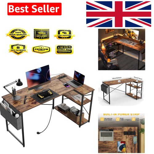 Small shaped desk with - l-shaped, power