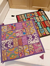 A SET OF "TWO" HANDMADE INDIAN PATCHWORK PATTERNED CUSHION COVERS
