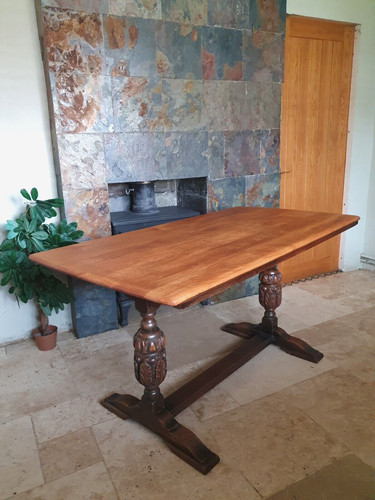 Old solid oak refectory dining - refectory,