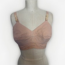 Vintage 1940s Bullet Bra Pink Cotton Cone Stitch Longline Pin-Up Burlesque 34F
