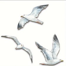 3 Flying Seagulls 2D Rustic