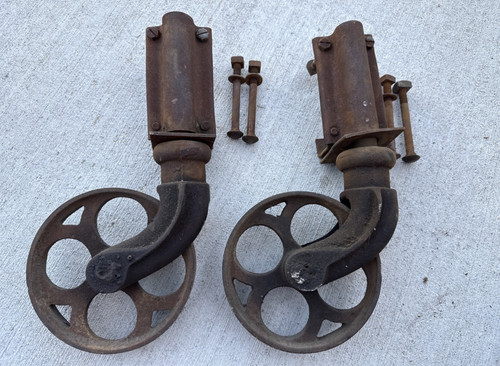 Pair antique cast iron factory - pair,