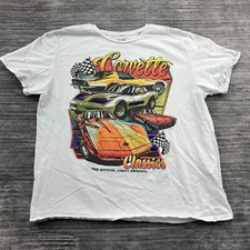 Corvette Shirt Size XL Mens Classic Sting Ray Chevy Chevrolet Tee T-Shirt White