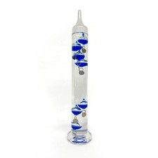 30cm Tall Free Standing Galileo Thermometer with seven blue floating globes