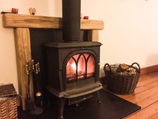 Solid rustic oak fireplace