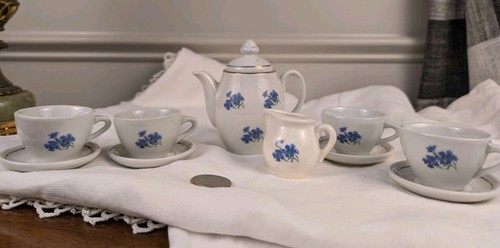 Vintage miniature blue floral - miniature,