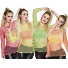 Ladies Neon Fishnet Top 70s