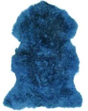 Hand Finished Quality  Single Sized Sheepskin Rug in Cornflower Blue 95cm x 75cm