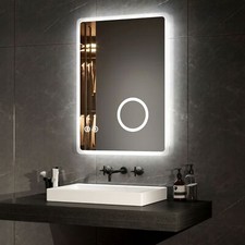 EMKE Bathroom LED Mirror Lights With Shaver Socket 3x Magnifier Demister Touch