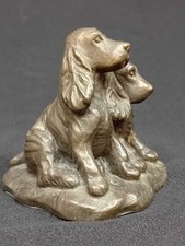 Heredities Bronzed Resin 'Cocker Spaniels' Figurine. 3.5" Wide 3.5" Tall. GC.