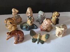 COLLECTION OF 10 VINTAGE GLAZED ANIMAL/OTHER WADE WHIMSIES ( D )