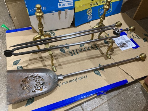 Antique brass set fire - antique,