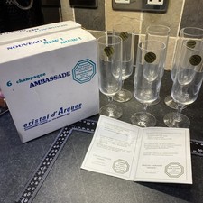 Vintage Cristal D’Arques  Crystal Glass Champagne Flute Glasses France Set Of 6