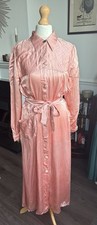 Original Vintage 1930s 1940s Old Hollywood Ladies Deco Pink Silk Robe Nightwear