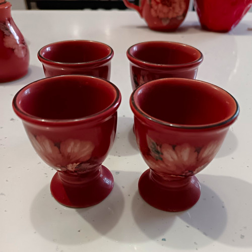 Set red ceramic - set, floral
