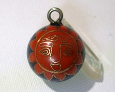 Vintage Cloisonné Chiming Baoding Ball Pendant for Necklace Sun Stars Comet