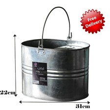 Galvanised Metal Pail Heavy Duty Mop Bucket 14L Durable Wringer Steel 