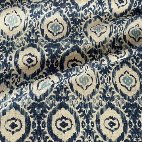 Indigo ikat linen look cotton - indigo,