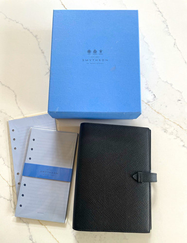 Smythson black leather ring - smythson,