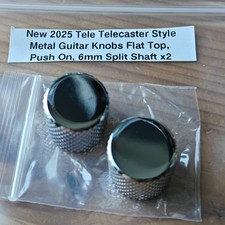 New 2025 Chrome Metal Tele Telecaster P Bass Style Knobs Push On Flat Top 6mm x2