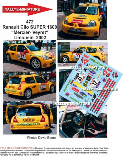 Decals ref 0472 renault - 1/24,