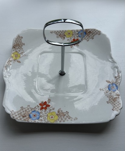 Vintage white floral square - white,