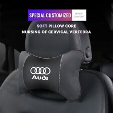 1 pz - Cuscino poggiatesta per auto in pelle logo AUDI / S LINE - Diversi Colori