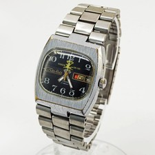 1980s slava USSR Soviet mens wristwatch tank case Rare dial Cherkasy 700 year