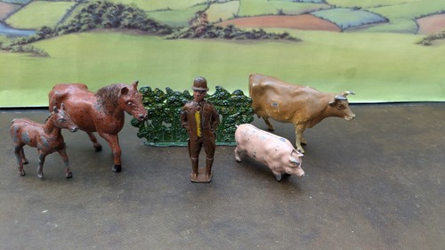 Vintage metal toy farmer 32 - vintage,
