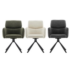 1PC Swivel Dining Chair Chenille Seat Metal Legs Rotatable Kitchen Chair