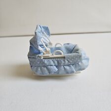 Sylvanian Families Vintage Blue Floral Moses Basket Baby Crib Cot Calico Critter