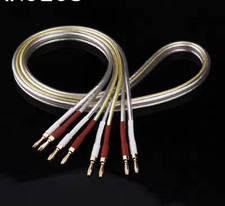 Audiophile Silver Plated Speaker  Cables, With 24ct Gold Plated Banana Plugs.