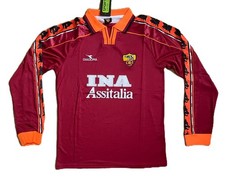 AS Roma 1998/99 Home Long Sleeve Shirt Diadora Retro Kit 98 99 XL