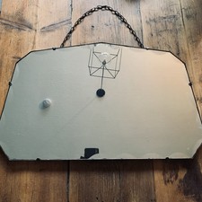 Vintage Antique Wall Mirror Bevelled Edge 1920s 1930s Hanging Chain  Old Wooden