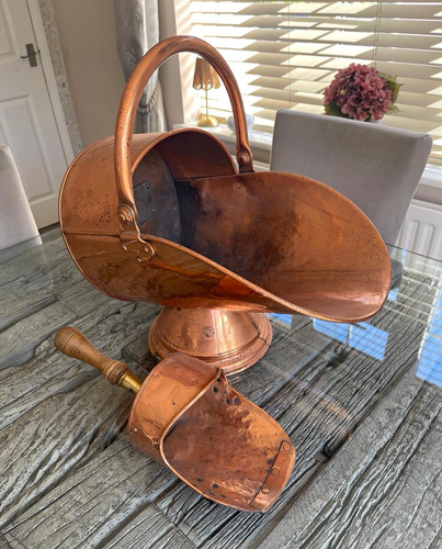 Antique copper fireplace coal - antique,