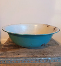 Large Vintage Teal Enamel Wash