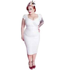 Stop Staring Alicia Estrada Pinup Bodycon Fitted Ivory Wedding Dress UK 18