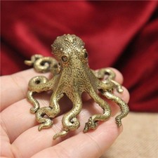Brass Octopus Figurine Small Statue Home Office Decoration Animal Figurine