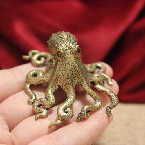 Brass octopus figurine small - figurine,