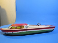 Vintage Ohio Art tin litho Cabin Cruiser Toy Boat, 14", USA  1960's