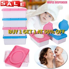 Wet Wipes Dispenser Holder Tissue Storage Box Case W/ Lid Office Home Blue Pink