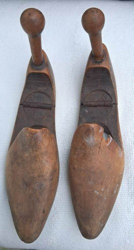 Antique pair wooden hinged - pair,