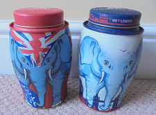 Williamson Elephant Tea Caddy Metal Storage Tin Lot We Love London & Union Flag